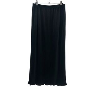 Vintage Black Micro Pleated Maxi Skirt M Y2K Minimalist Flowing Retro whimsigoth